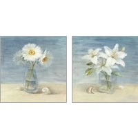 Framed 'Flowers and Shells 2 Piece Art Print Set' border=