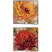 Framed Fiery Dahlias 2 Piece Canvas Print Set