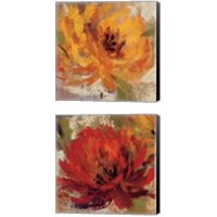 Framed 'Fiery Dahlias 2 Piece Canvas Print Set' border=