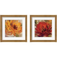 Framed 'Fiery Dahlias 2 Piece Framed Art Print Set' border=