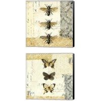 Framed Golden Bees n Butterflies 2 Piece Canvas Print Set