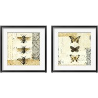 Framed 'Golden Bees n Butterflies 2 Piece Framed Art Print Set' border=