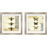 Framed Golden Bees n Butterflies 2 Piece Framed Art Print Set