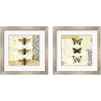 Framed 'Golden Bees n Butterflies 2 Piece Framed Art Print Set' border=