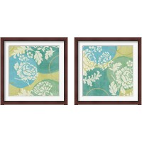 Framed 'Floral Decal Turquoise 2 Piece Framed Art Print Set' border=