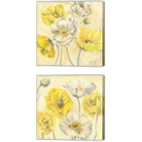 Framed Gold and White Contemporary Poppies 2 Piece Canvas Print Set