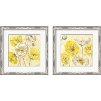 Framed Gold and White Contemporary Poppies 2 Piece Framed Art Print Set
