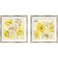 Framed 'Gold and White Contemporary Poppies 2 Piece Framed Art Print Set' border=