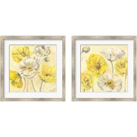 Framed Gold and White Contemporary Poppies 2 Piece Framed Art Print Set