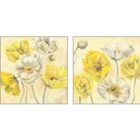 Framed Gold and White Contemporary Poppies 2 Piece Art Print Set