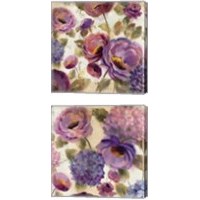 Framed 'Blue and Purple Flower Song 2 Piece Canvas Print Set' border=