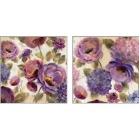 Framed Blue and Purple Flower Song 2 Piece Art Print Set