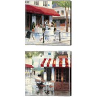 Framed 'Relaxing at the Cafe 2 Piece Canvas Print Set' border=