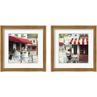 Framed 'Relaxing at the Cafe 2 Piece Framed Art Print Set' border=