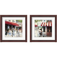 Framed 'Relaxing at the Cafe 2 Piece Framed Art Print Set' border=