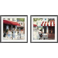 Framed 'Relaxing at the Cafe 2 Piece Framed Art Print Set' border=