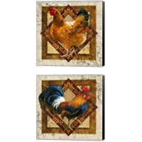 Framed 'Hen & Rooster 2 Piece Canvas Print Set' border=