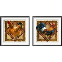 Framed 'Hen & Rooster 2 Piece Framed Art Print Set' border=