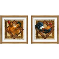 Framed 'Hen & Rooster 2 Piece Framed Art Print Set' border=
