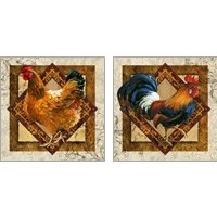 Framed Hen & Rooster 2 Piece Art Print Set
