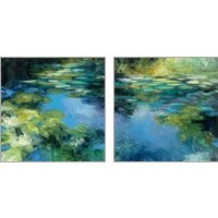 Framed 'Water Lilies 2 Piece Art Print Set' border=