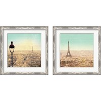 Framed Eiffel Landscape Letter Blue 2 Piece Framed Art Print Set