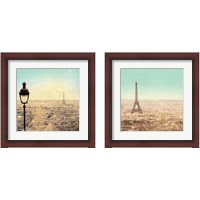 Framed Eiffel Landscape Letter Blue 2 Piece Framed Art Print Set