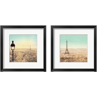 Framed Eiffel Landscape Letter Blue 2 Piece Framed Art Print Set