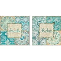 Framed 'Ocean Tales Tile 2 Piece Art Print Set' border=