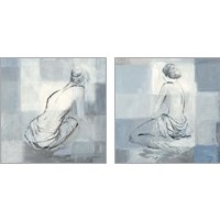 Framed 'Nude FigureStudy on Gray 2 Piece Art Print Set' border=
