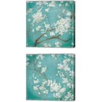 Framed 'White Cherry Blossoms 2 Piece Canvas Print Set' border=