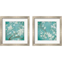 Framed 'White Cherry Blossoms 2 Piece Framed Art Print Set' border=