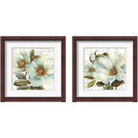 Framed 'White Floral Bliss 2 Piece Framed Art Print Set' border=