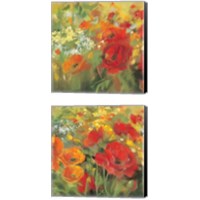 Framed 'Oriental Poppy Field 2 Piece Canvas Print Set' border=