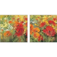 Framed 'Oriental Poppy Field 2 Piece Art Print Set' border=