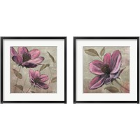 Framed 'Plum Floral Square 2 Piece Framed Art Print Set' border=