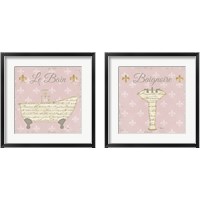 Framed 'Vintage Bath Pink 2 Piece Framed Art Print Set' border=