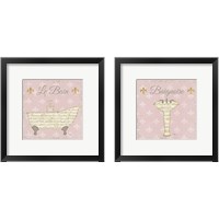 Framed 'Vintage Bath Pink 2 Piece Framed Art Print Set' border=