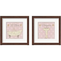 Framed 'Vintage Bath Pink 2 Piece Framed Art Print Set' border=