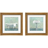 Framed 'Damask Bathroom 2 Piece Framed Art Print Set' border=