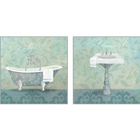 Framed Damask Bathroom 2 Piece Art Print Set