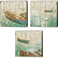 Framed 'Waterside 3 Piece Canvas Print Set' border=