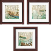 Framed 'Waterside 3 Piece Framed Art Print Set' border=