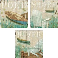 Framed 'Waterside 3 Piece Art Print Set' border=