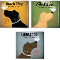 Framed 'Dog Coffee Co. 3 Piece Canvas Print Set' border=