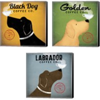 Framed 'Dog Coffee Co. 3 Piece Canvas Print Set' border=