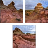 Framed 'Pink Mountain 3 Piece Art Print Set' border=