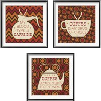 Framed 'Caffeine 3 Piece Framed Art Print Set' border=