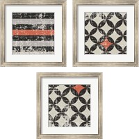 Framed 'Geometric Patchwork Puree Pumpkin Square 3 Piece Framed Art Print Set' border=