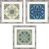 Framed 'Santorini Tile 3 Piece Framed Art Print Set' border=